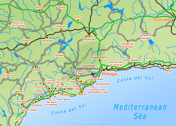 Map of Costa del sol.