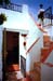 Steps up to terrace of village house to rent in Torrox, Spain.