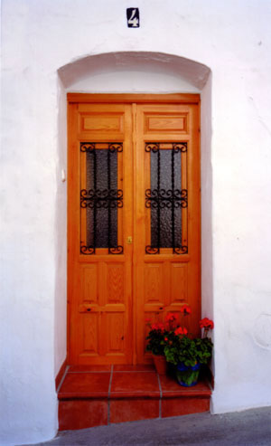 Front door of my village house to rent for holidays in Torrox, Andalucia